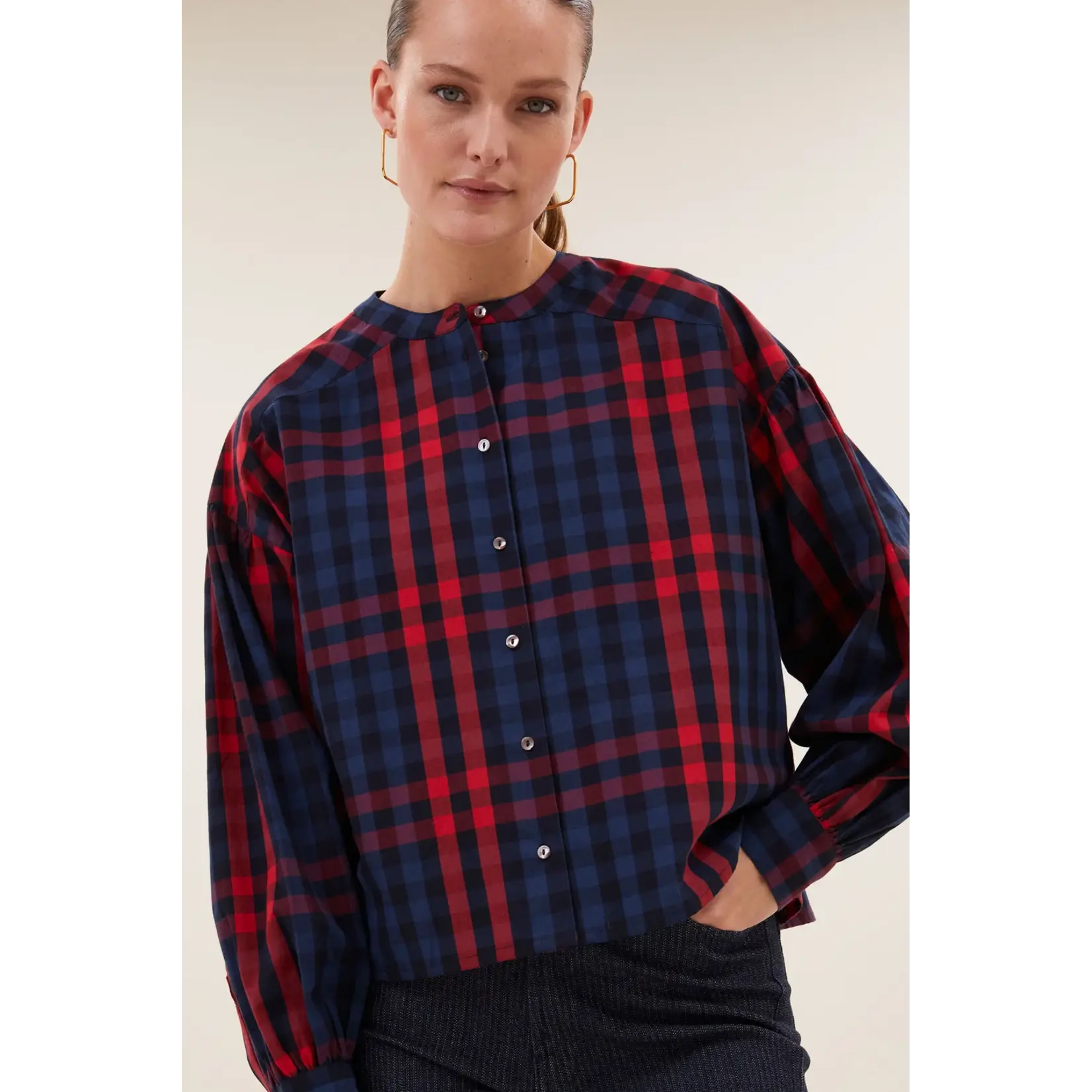 By-Bar By-Bar - Ella Blouse - Royal Red Check