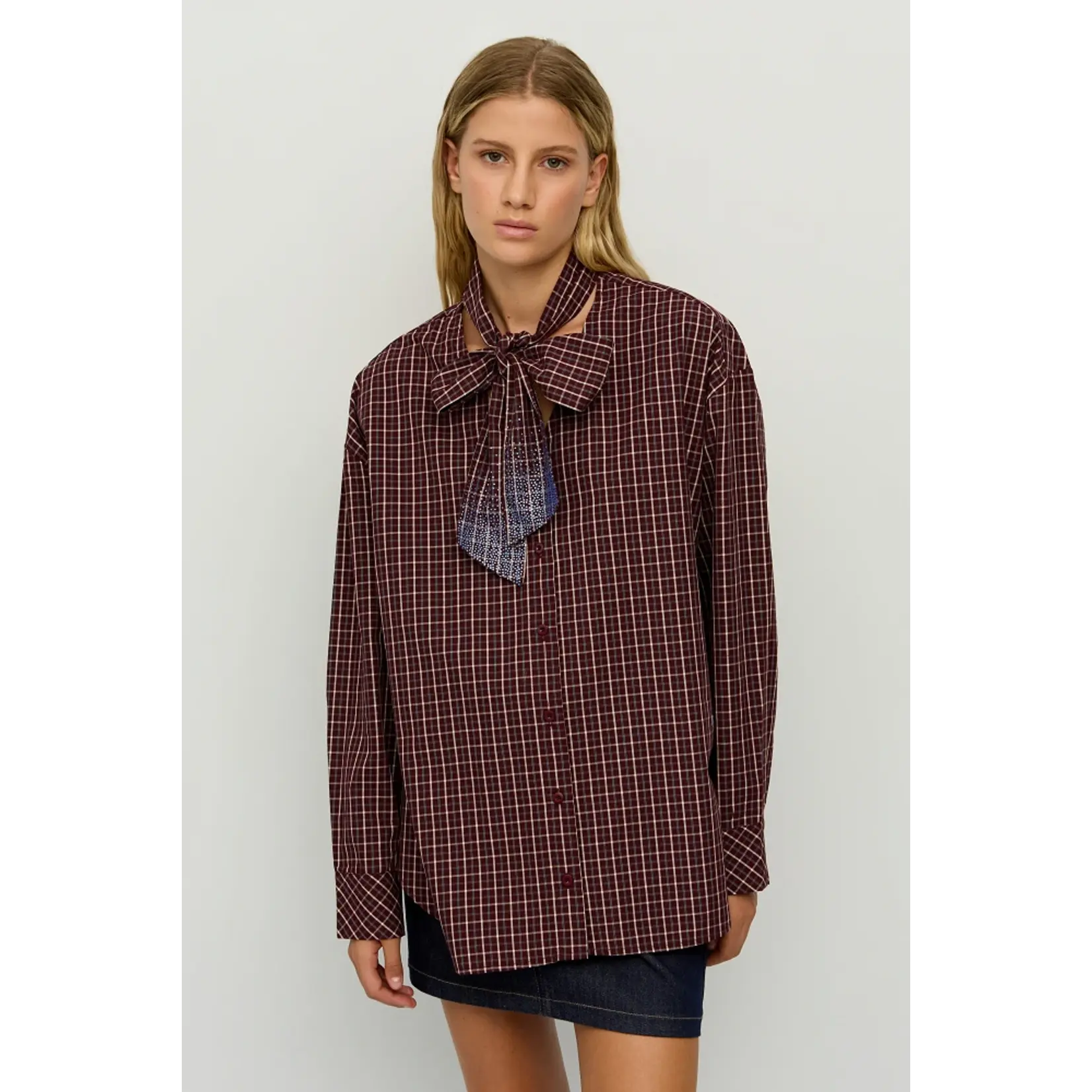 BSB BSB - Geruite Blouse Strik - Prune