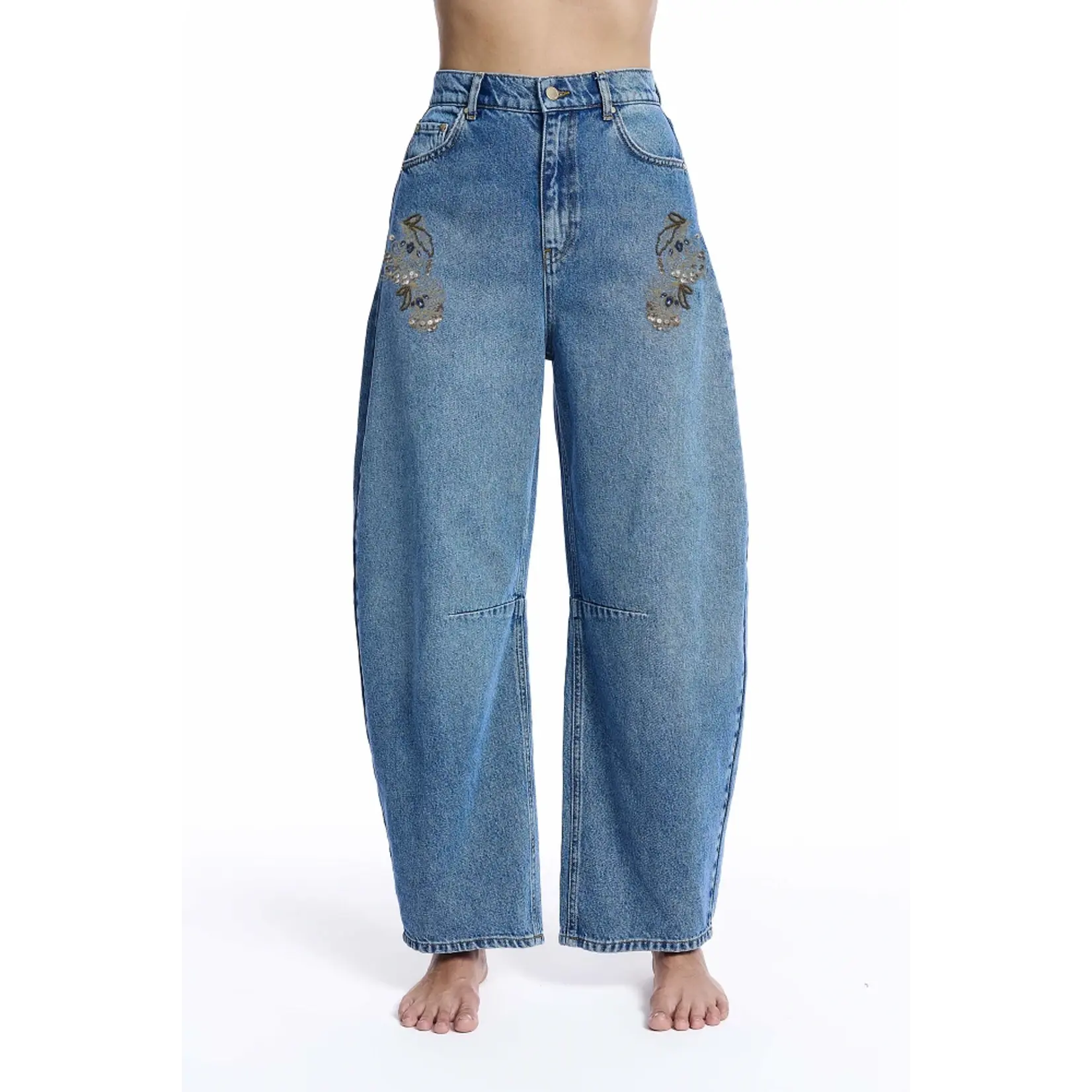 BSB BSB - Barreljeans met steentjes - Blue Denim