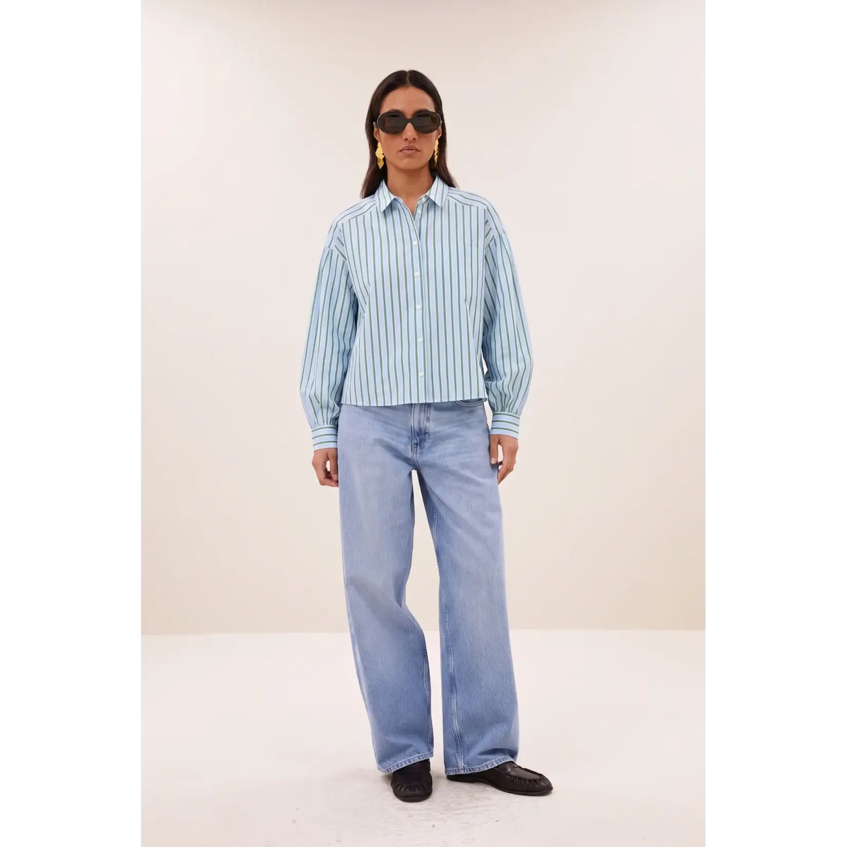 By-Bar By-Bar - Sarah Short Blouse - Groen Gestreept