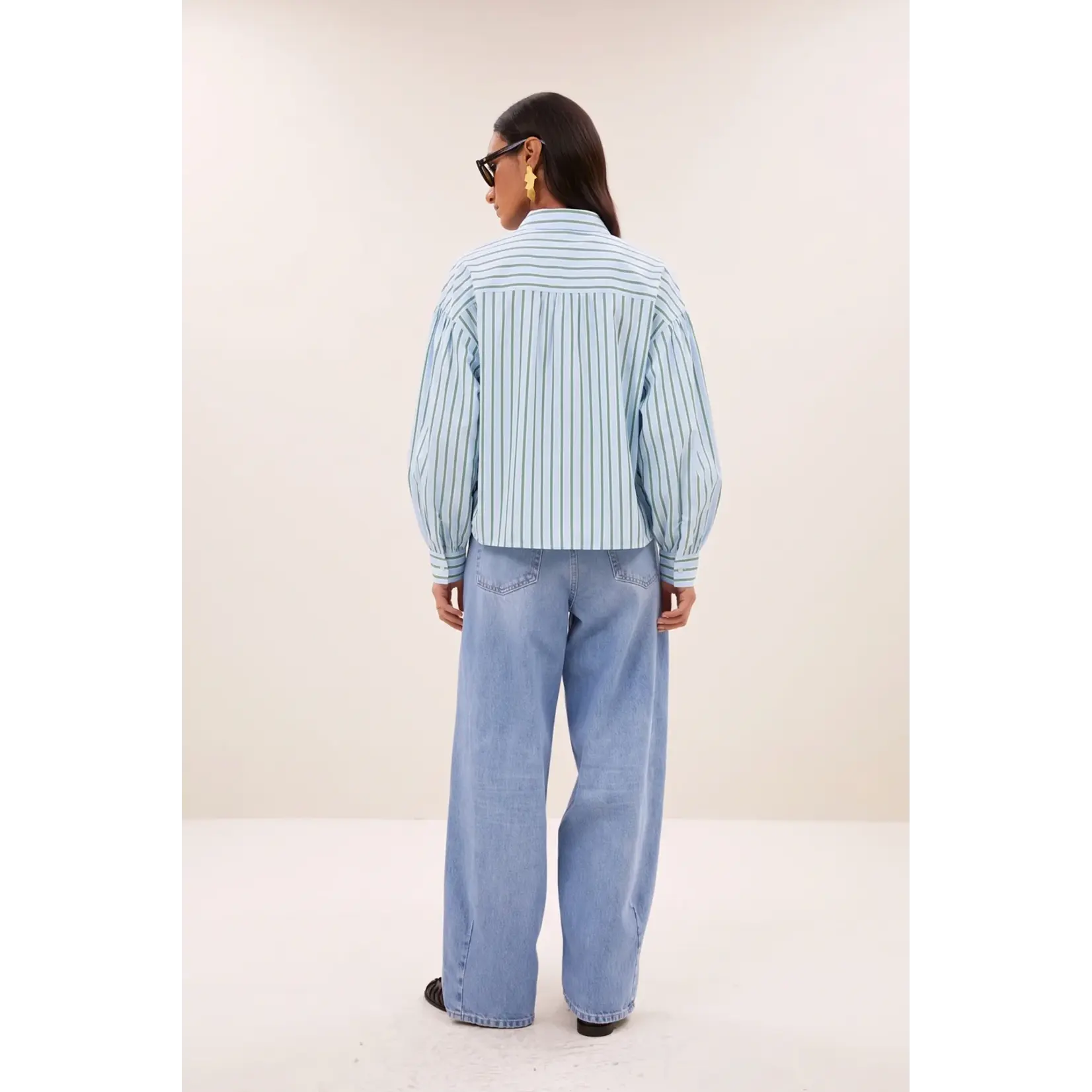 By-Bar By-Bar - Sarah Short Blouse - Groen Gestreept
