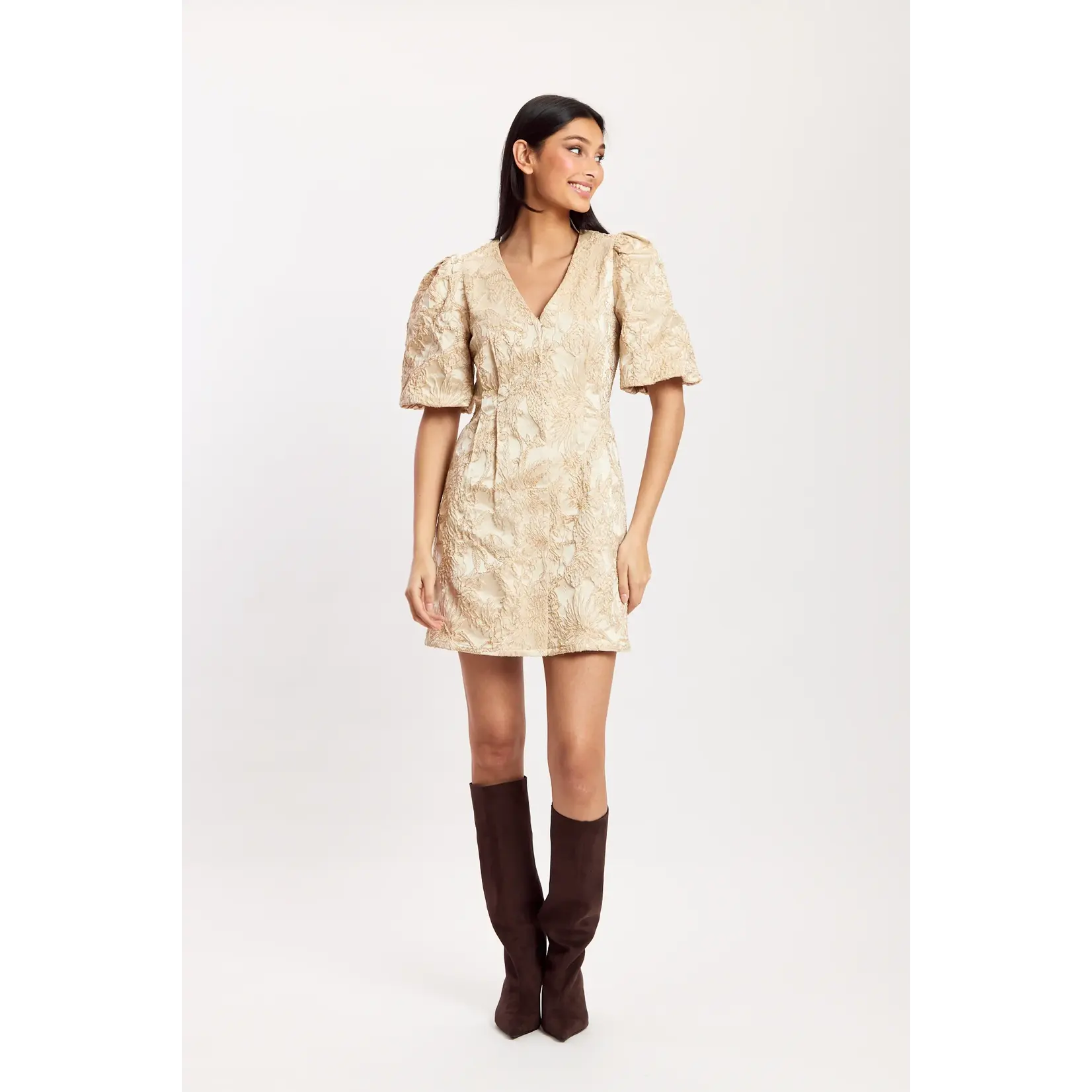 Dry Lake Dry Lake - Rome By Night Mini Jurk - Goud