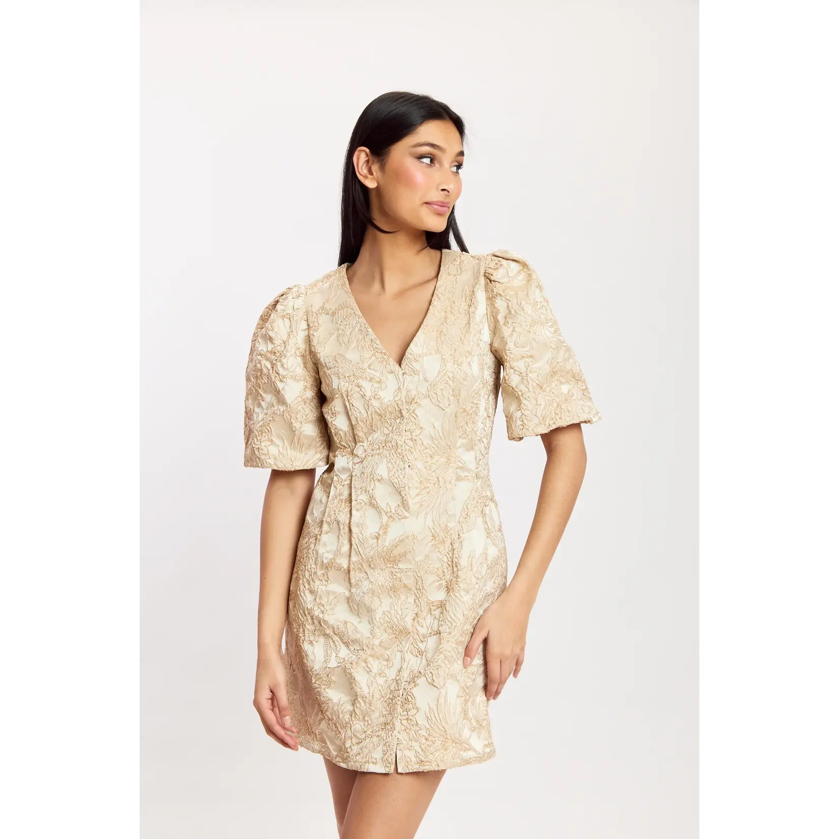 Dry Lake Dry Lake - Rome By Night Mini Jurk - Goud