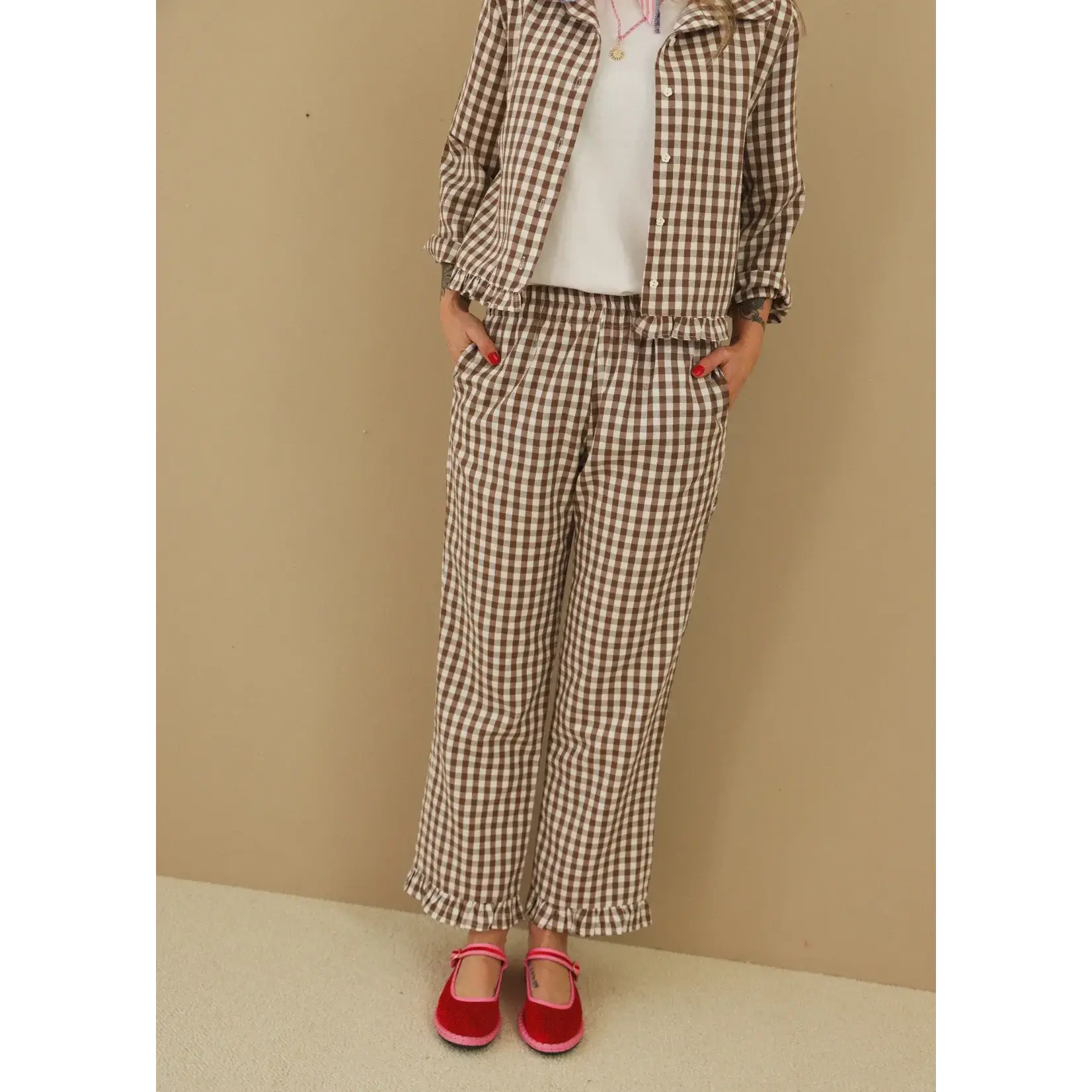 Nanyblouses Nanyblouses - Vichy Broek - Latte