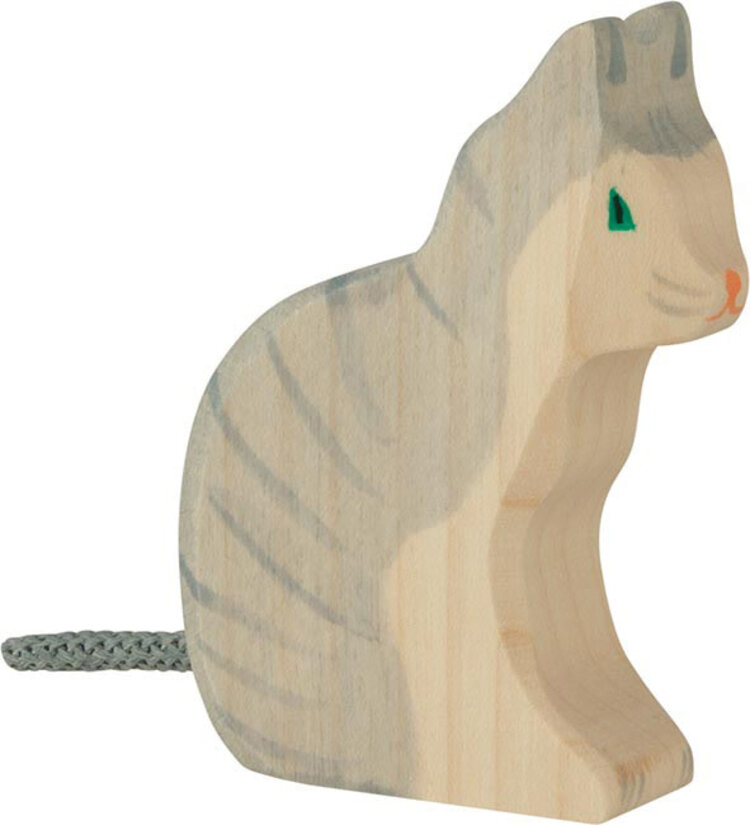 Holztiger KAT zittend 7x2x8cm
