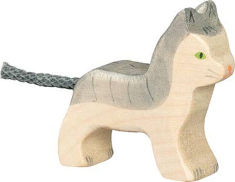 Holztiger Holztiger Boerderij: KAT klein, grijs 6x2x5cm,