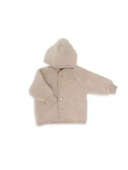 Engel natur Hooded jacket buttons Sand Melange