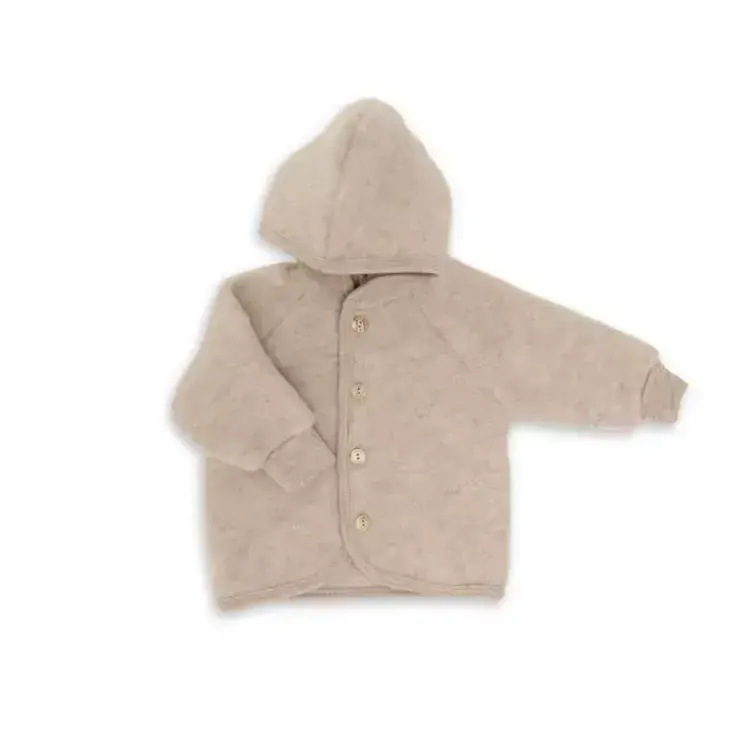 Engel natur Hooded jacket buttons Sand Melange