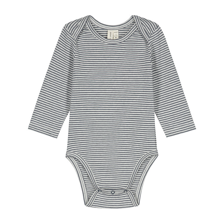 Gray Label Gray Label -Baby L/S Onesie GOTS  - blue grey cream