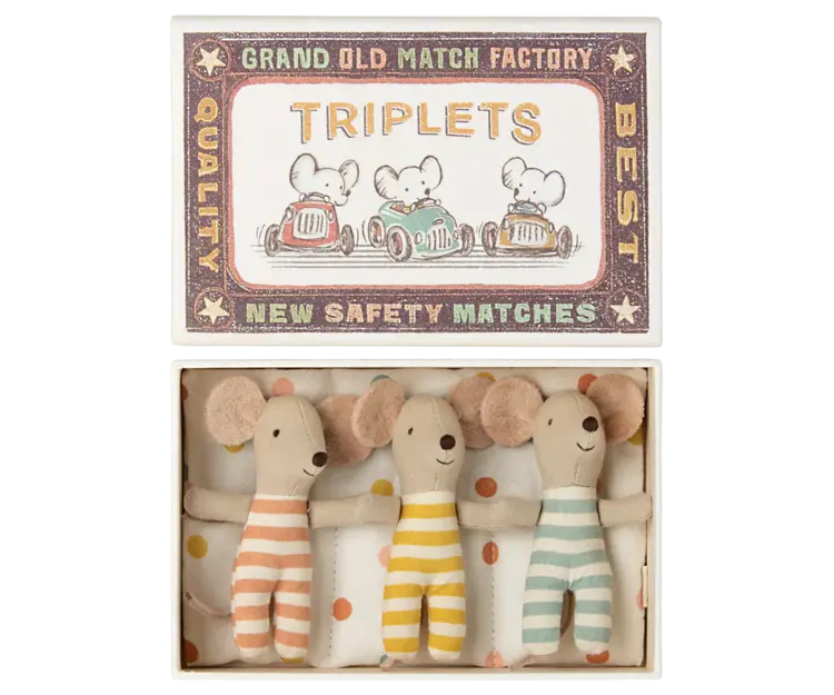 Maileg Maileg -Triplets, Baby mice in matchbox