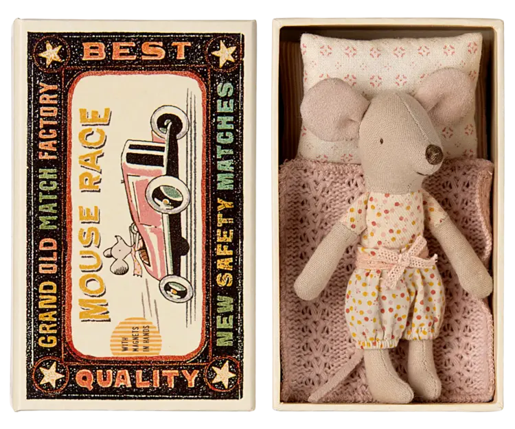 Maileg Maileg- Little sister mouse in matchbox
