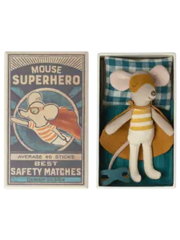Maileg Maileg-  Super hero mouse, Little brother in matchbox