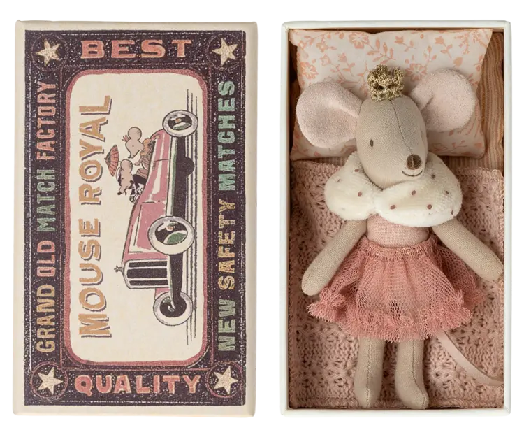 Maileg Maileg-  Princess mouse, Little sister in matchbox