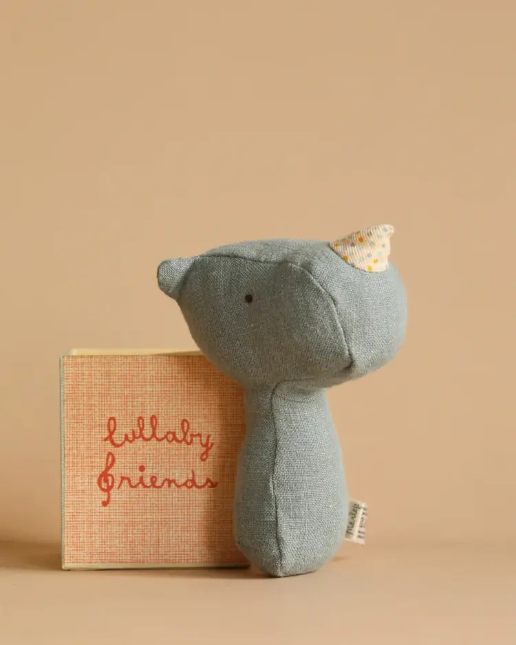 Maileg 16-4702-01 Lullaby friends, Rhino rattle - Dusty blue