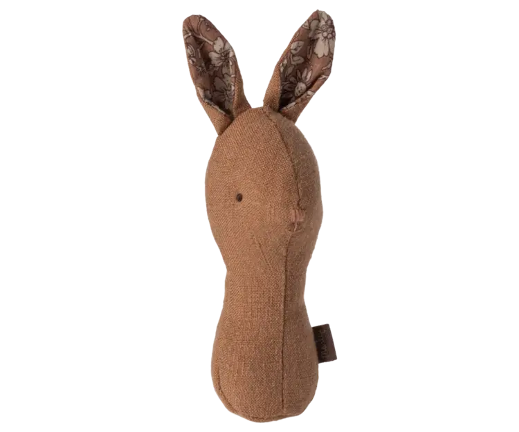 Maileg 16-4704-01 Lullaby friends, Bunny rattle - Chocolate