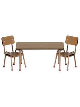Maileg 11-5000-00 Table and chair set, Mouse - Dark powder
