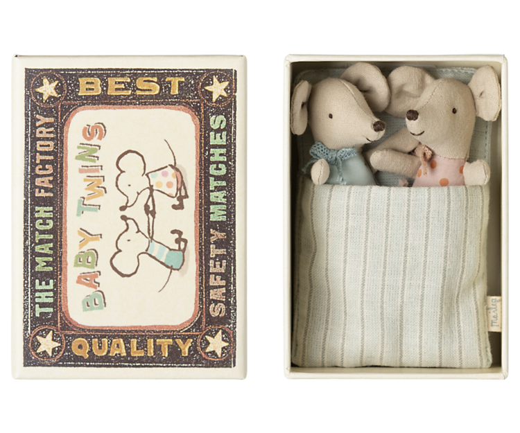 Maileg Maileg- Twins, Baby mice in matchbox