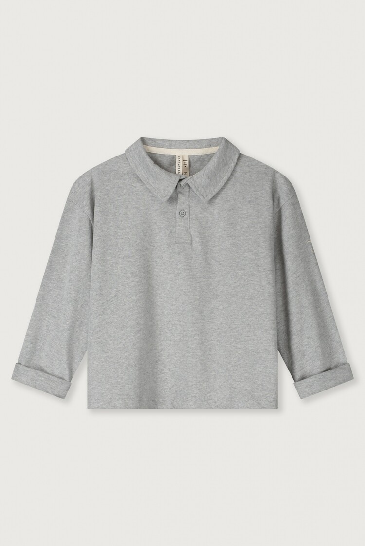 Gray Label Gray Label -L/S Polo Shirt GOTS- Grey Melange