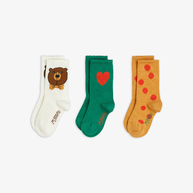 Mini Rodini Mini Rodini - Bear 3- pack Socks