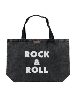 Piupiuchick Piupiuchick -XL bag | Faded black w/ "rock & roll" print