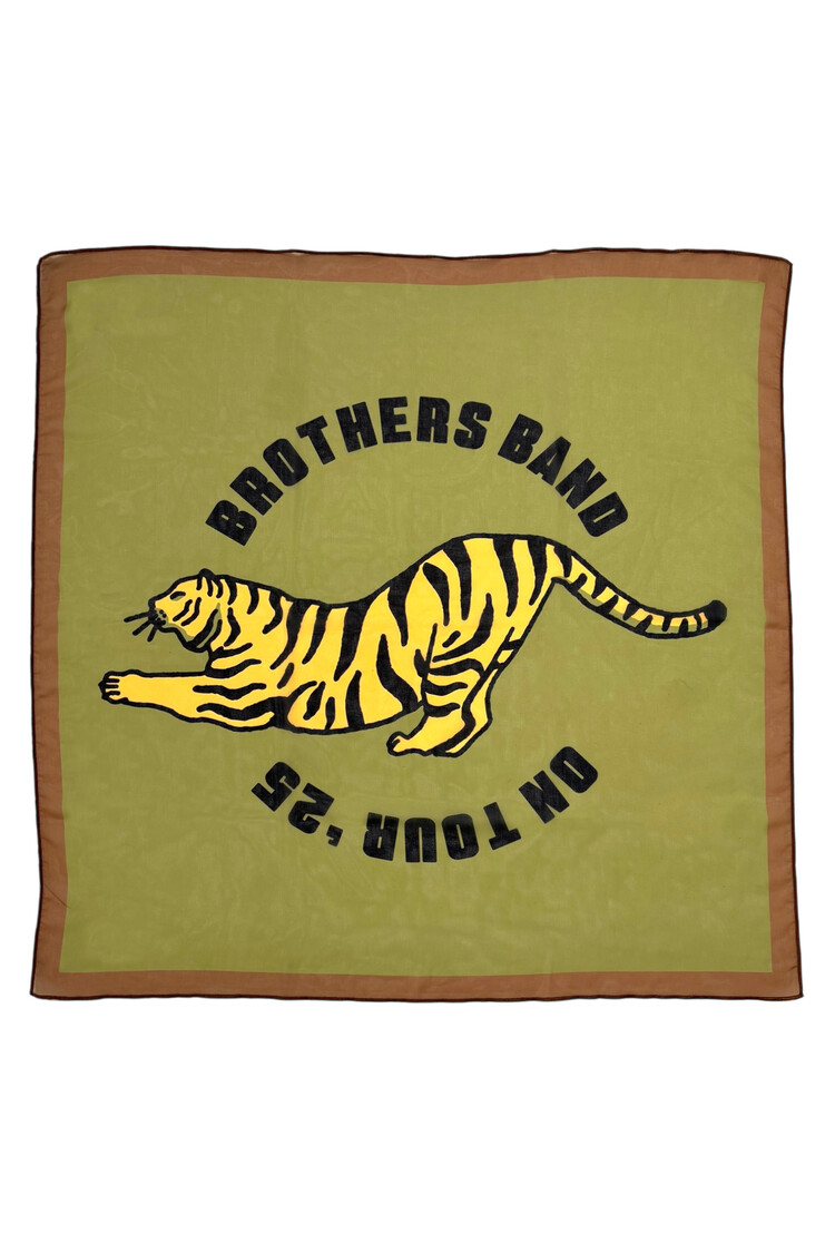 Piupiuchick Piupiuchick -Chiffon bandana | Olive green w/ tiger