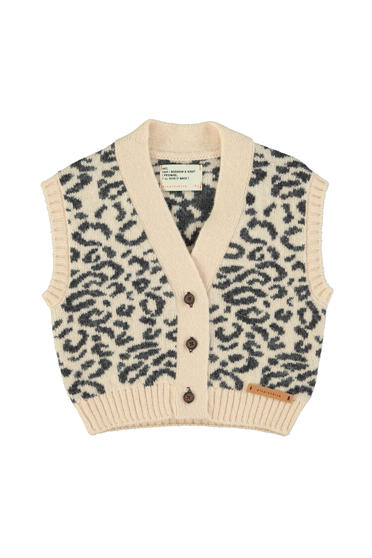 Piupiuchick Piupiuchick-Knitted waistcoat | Black animal print
