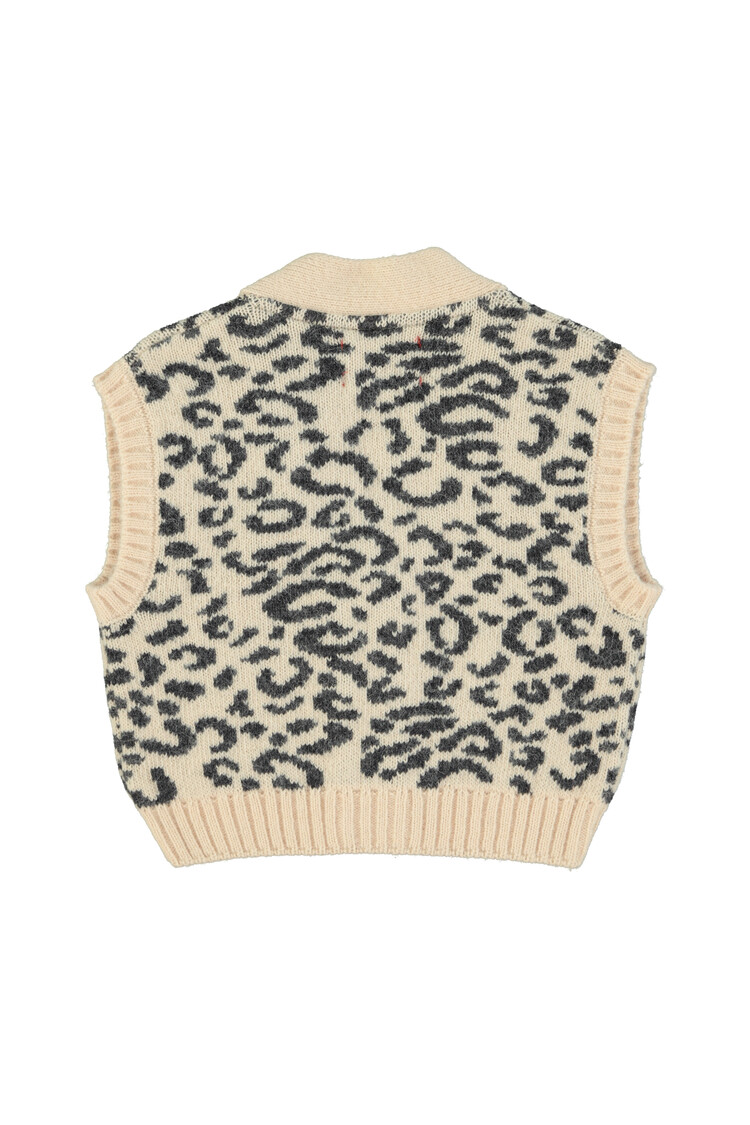Piupiuchick Piupiuchick-Knitted waistcoat | Black animal print