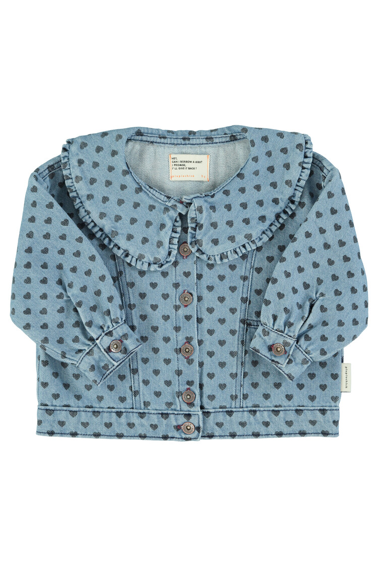 Piupiuchick Piupiuchick-Jacket | Blue denim w/ black hearts