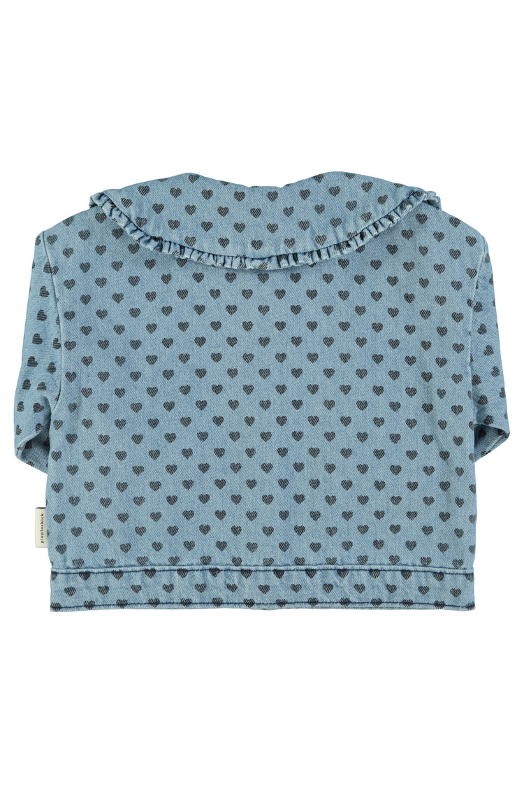 Piupiuchick Piupiuchick-Jacket | Blue denim w/ black hearts
