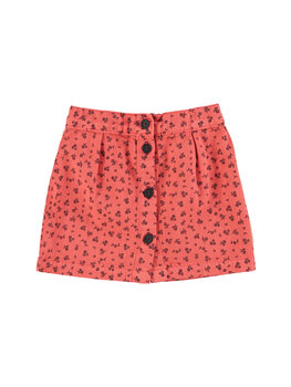 Piupiuchick Piupiuchick-Short skirt | Raspberry w/ black flowers
