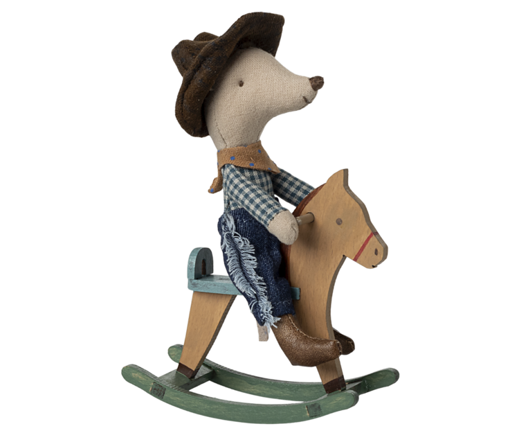 Maileg 17-5103-00 Cowboy mouse on rocking horse