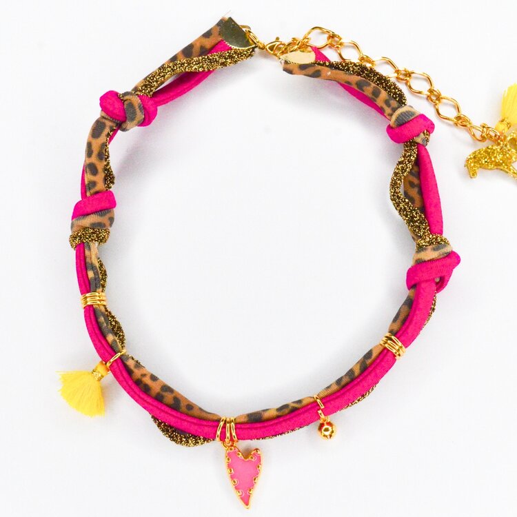 Feestbeest -  Ibiza korte ketting fel roze