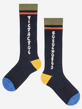 Bobo Choses Bobo Choses -Tic Tac Toe navy extra long socks