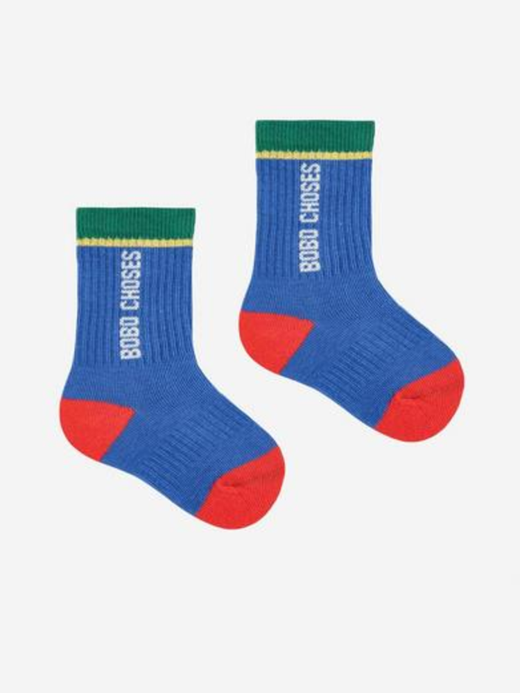 Bobo Choses Bobo Choses - Color block long socks - Blauw