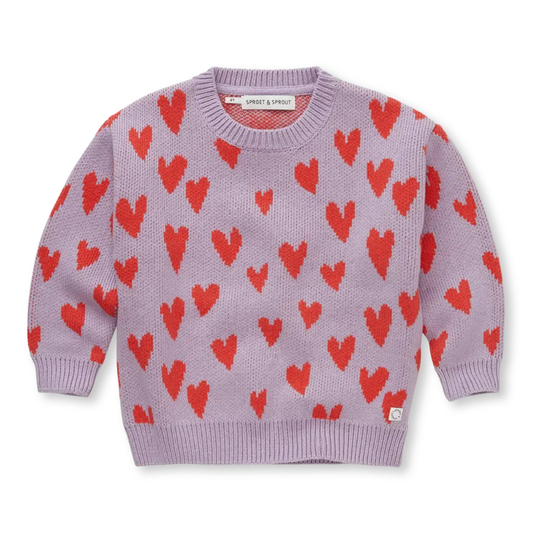 Sproet & Sprout Sproet&Sprout-SWEATER INTARSIA HEARTS