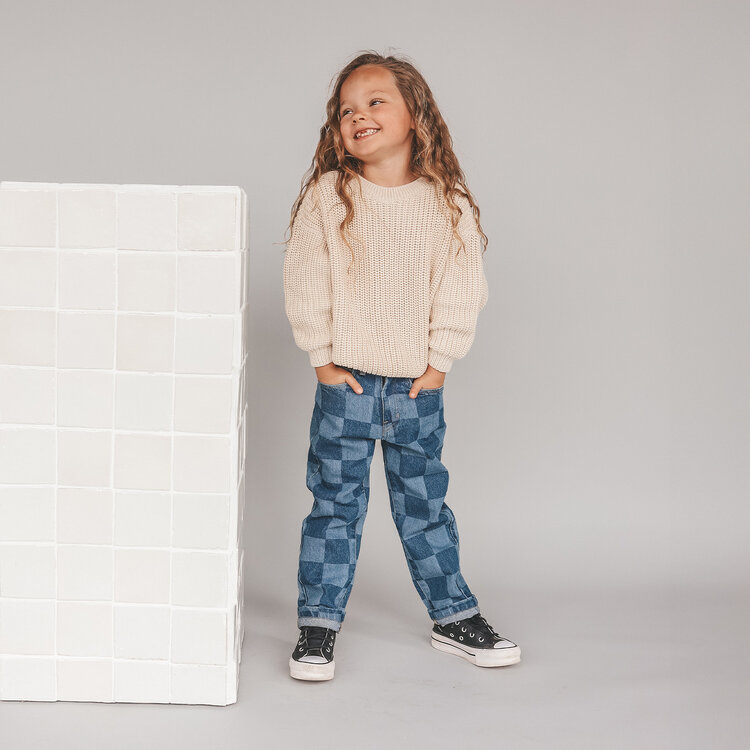 Your Wishes YW-Denim | Straight Leg Jeans  Check Denim