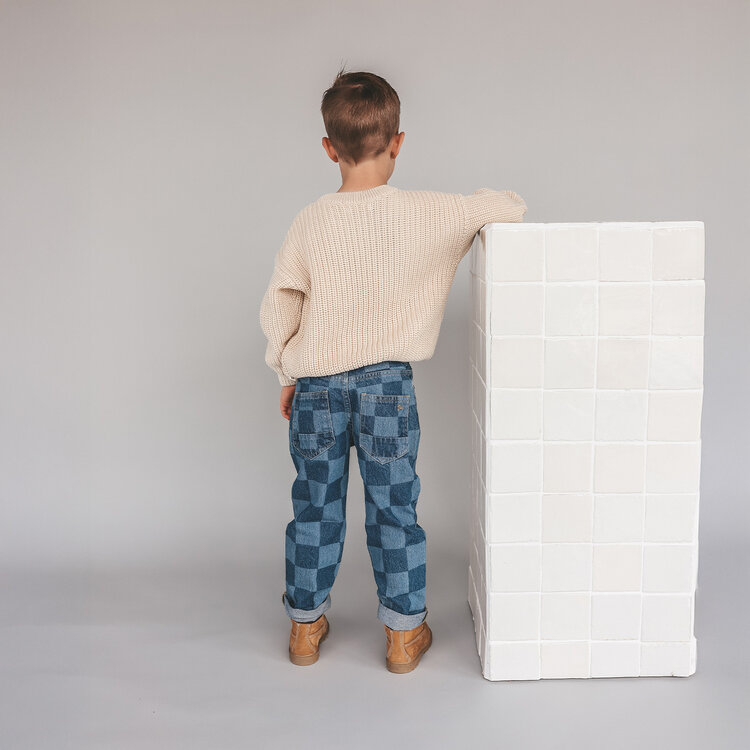 Your Wishes YW-Denim | Straight Leg Jeans  Check Denim