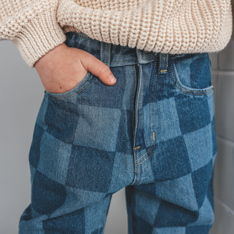 Your Wishes YW-Denim | Straight Leg Jeans  Check Denim