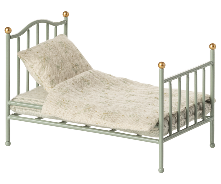 Maileg 11-5139-00 Vintage single bed, Mouse - Mint