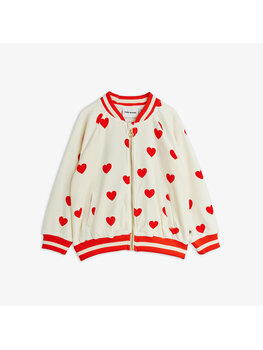 Mini Rodini Hearts aop velour baseball cardigan