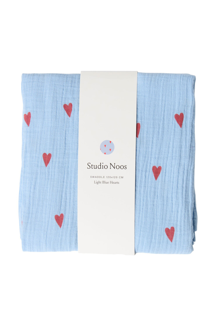 Studio Noos Swaddle Medium Light Blue Hearts
