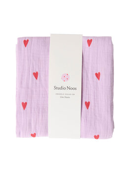 Studio Noos Swaddle Print Large Purple Hearts