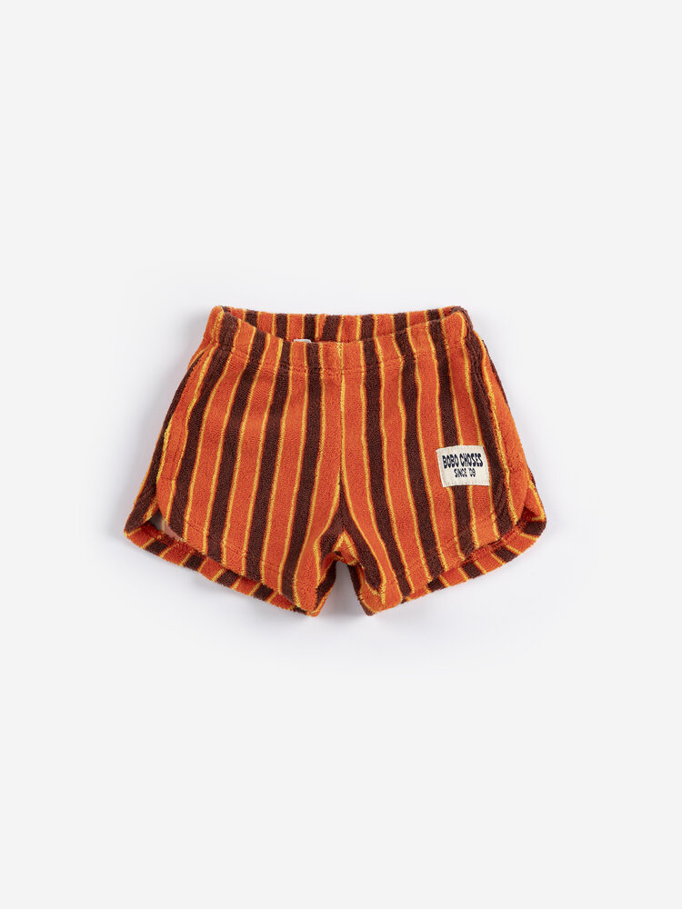 Bobo Choses Striped Brick terry cloth shorts