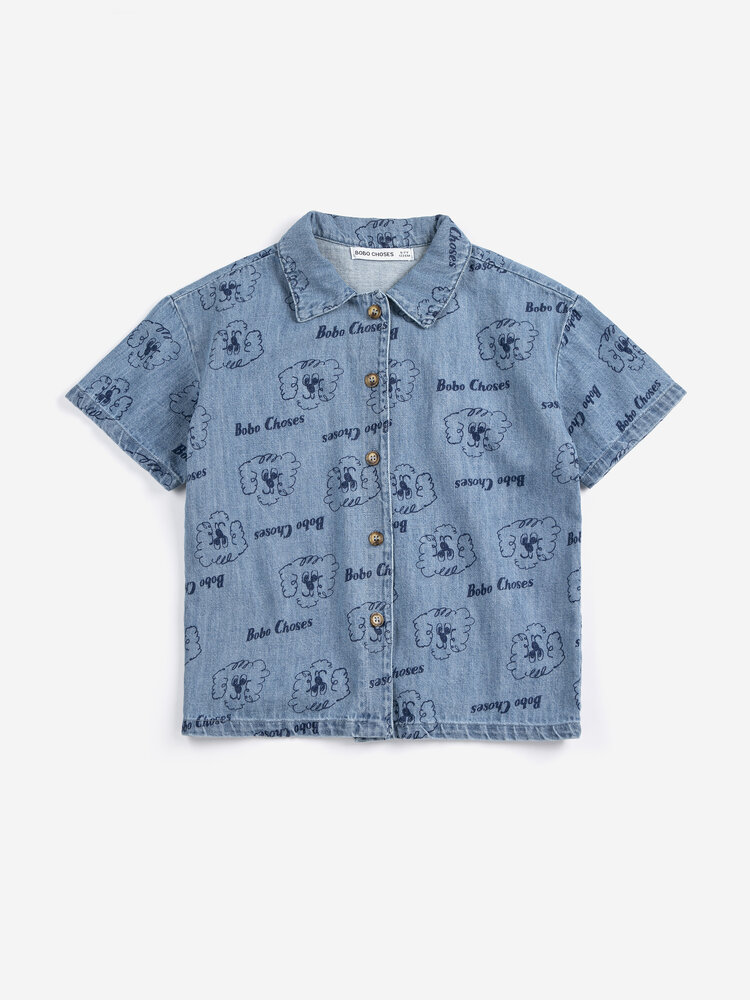 Bobo Choses Pickle The Dog all over denim shirt