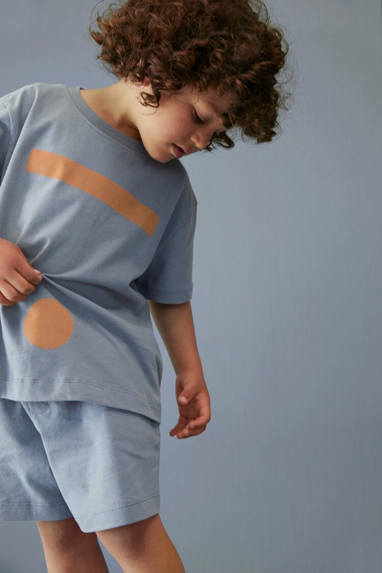 Gray Label Oversized Tee w/ Logo GOTS- Stone Grey Lemon