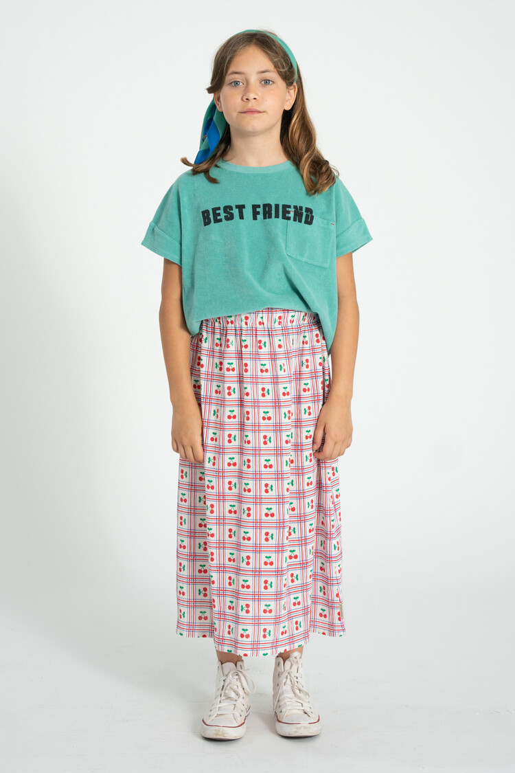 Piupiuchick Long skirt | ecru w/ cherries allover