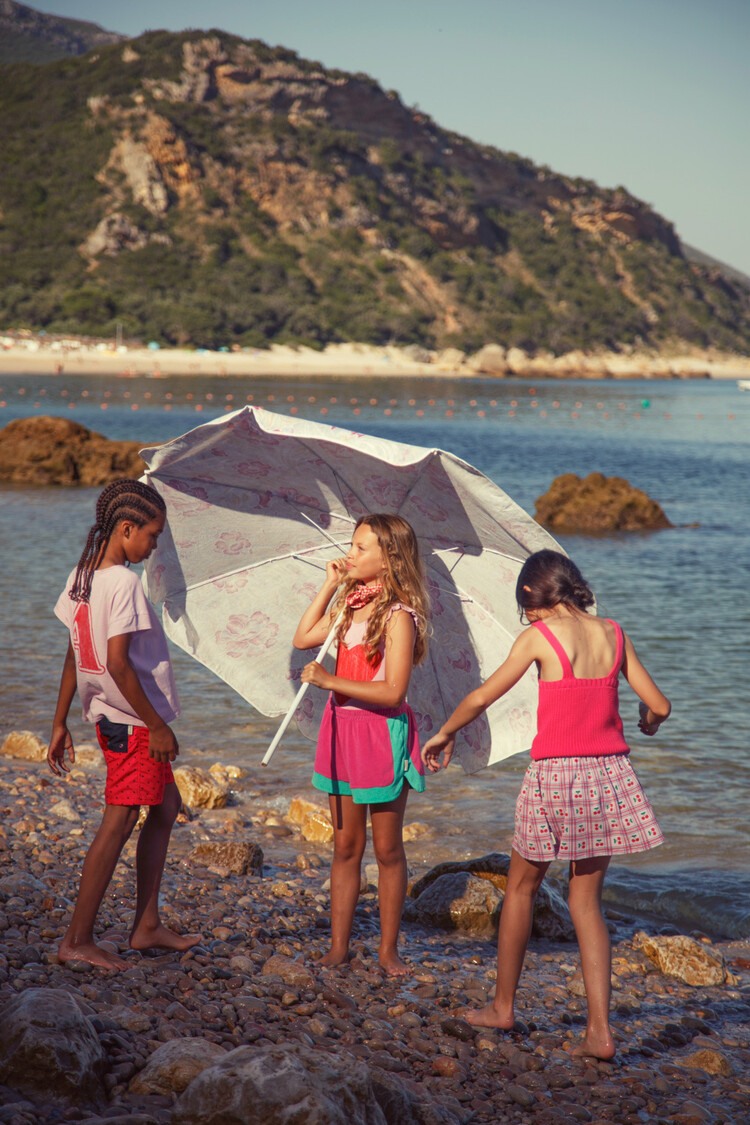 Piupiuchick Short skirt | lilac w/ cherries allover