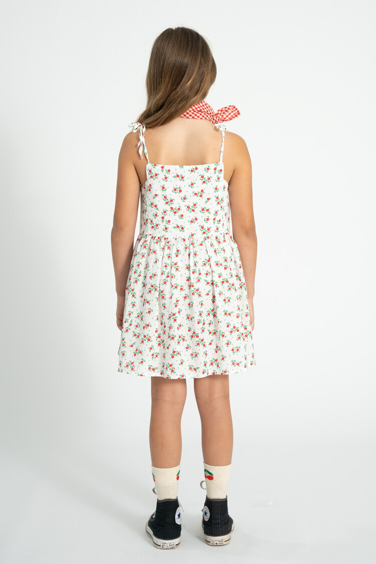Piupiuchick Short dress | ecru w/ red flowers allover