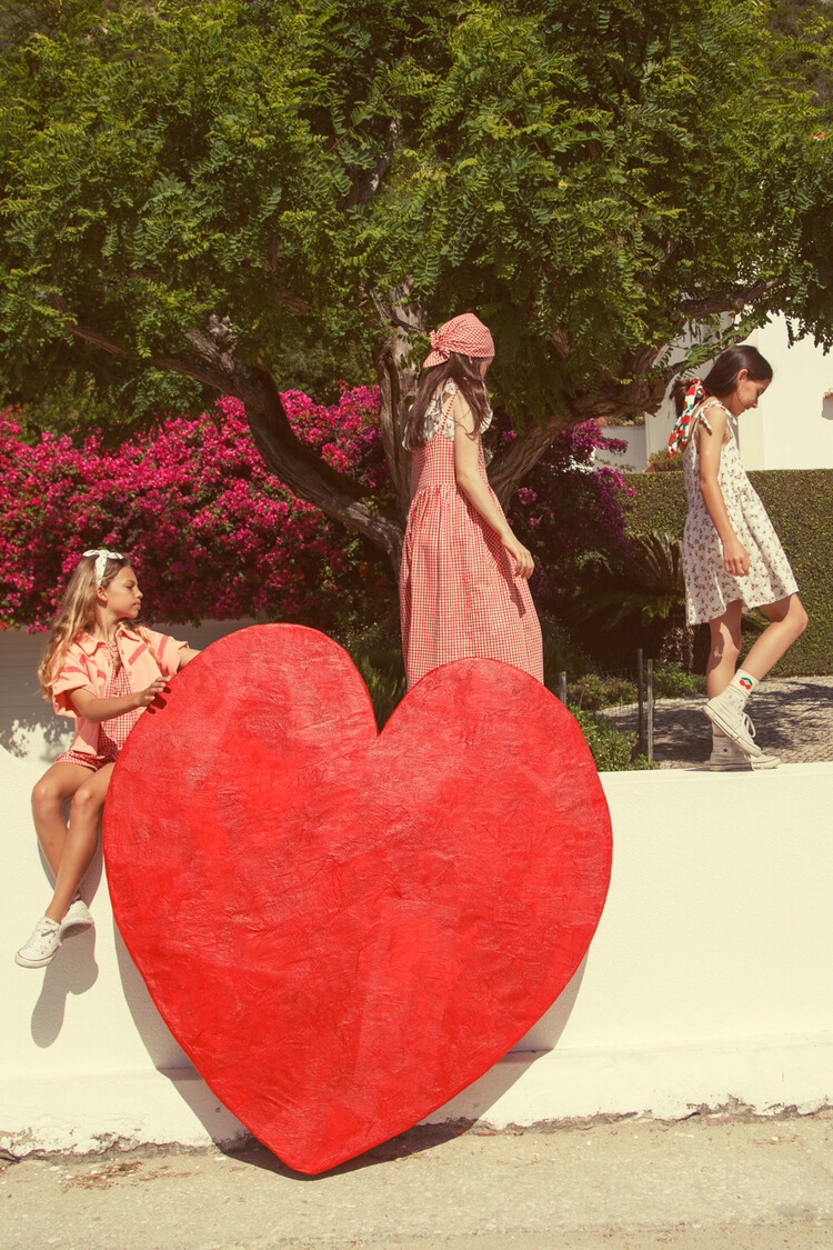 Piupiuchick Short dress | ecru w/ red flowers allover