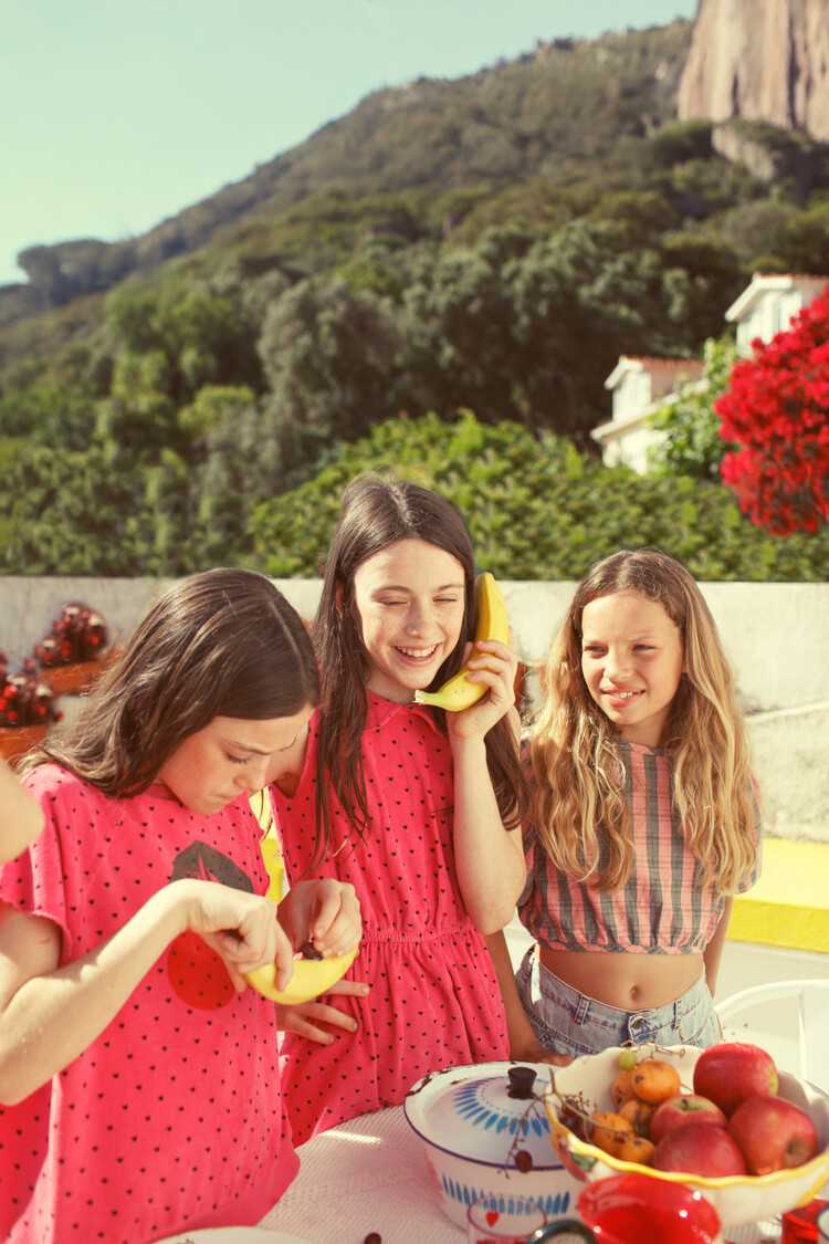 Piupiuchick Cropped blouse w/ baloon sleeves  | pink & green